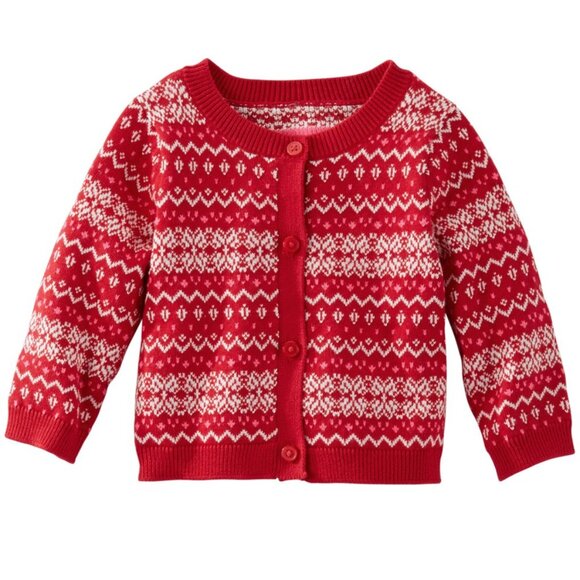 OshKosh B'gosh Other - NWT Oshkosh B'gosh Toddler Baby Girls Sweater RED Fair Isle Button-Down …